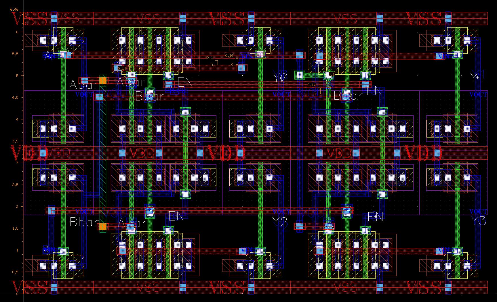 Fig.31 : 2-to-4 decoder Layout